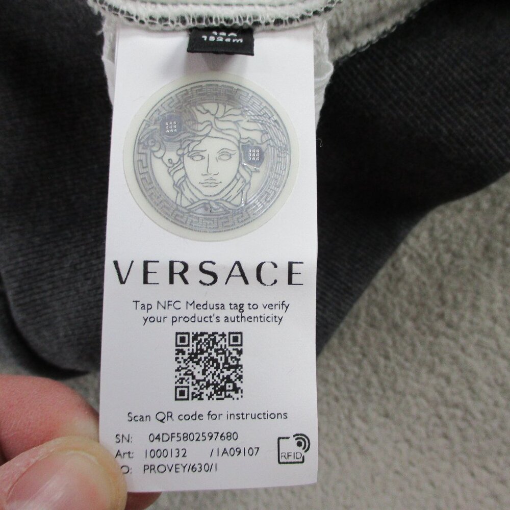 VERSACE Kids Logo Sweatshirt Size 12a Gray Logo Applique Fleece Sweater Crewneck - Picture 6 of 12
